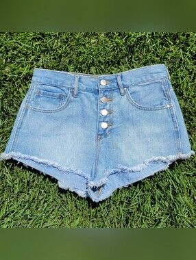 Bullhead Cut Off Denim High Rise Jean Shorts 27W Size 26 Womens 100% Cotton